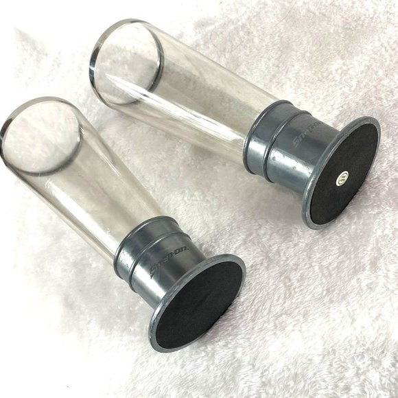 Snap On tools set of two beer mug beverage tumbler silver, gray, clear thick pla - Picture 3 of 4